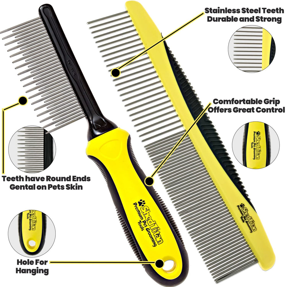 SHEDTITAN dual-teeth comb with coarse and fine teeth for efficient dematting