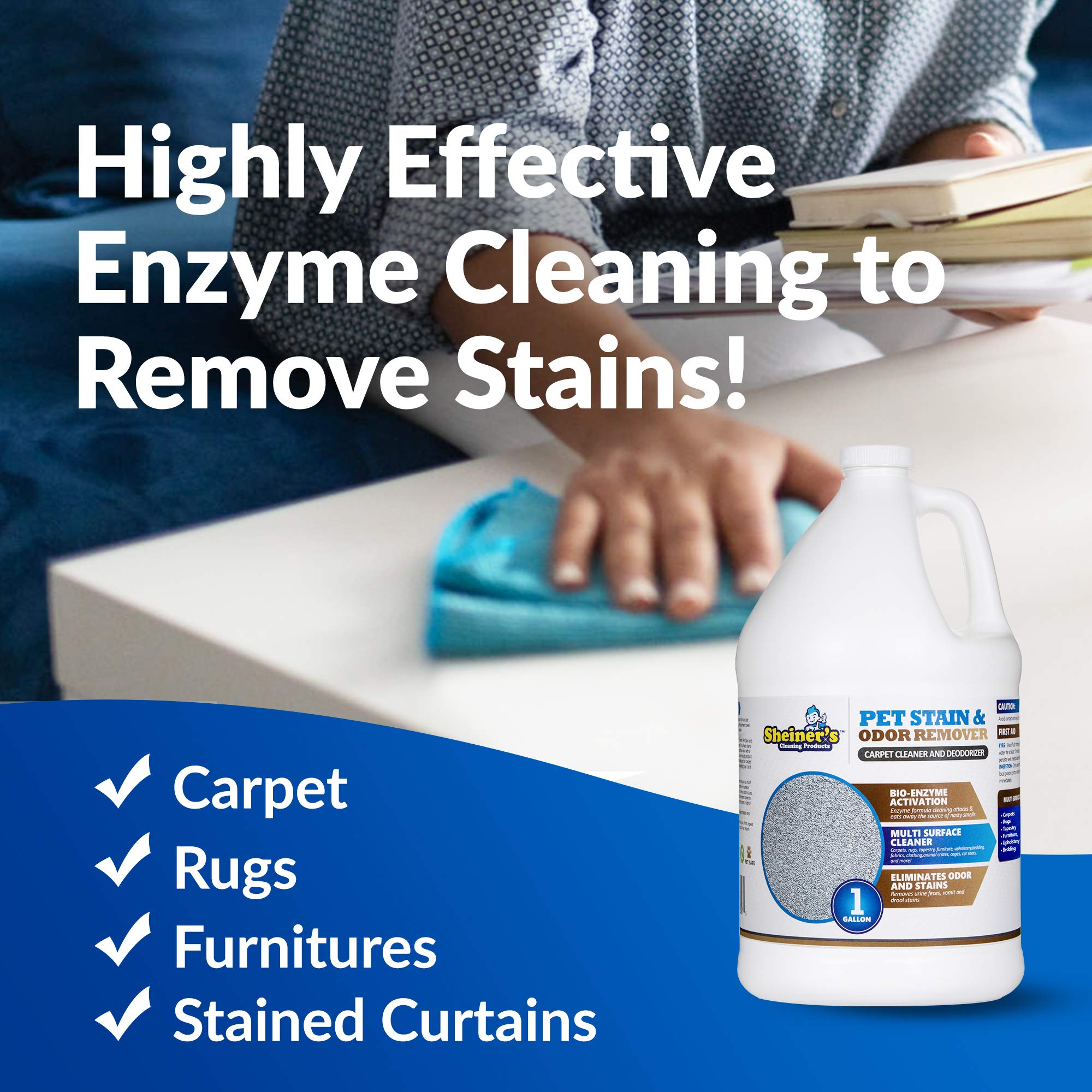 Sheiner's Pet Urine Enzyme Cleaner soft fabric stain removal with gentle formula