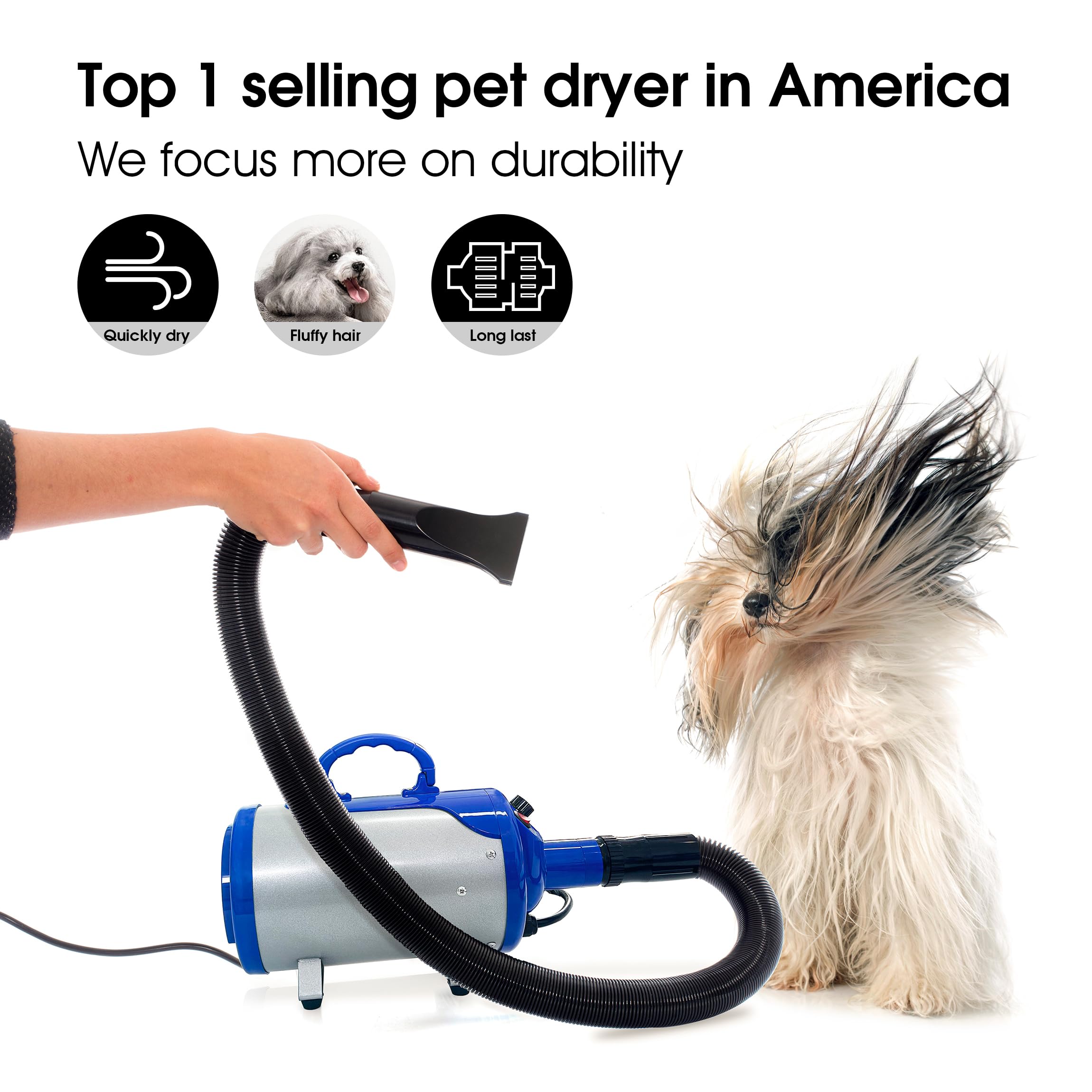 SHELANDY Groomer Partner dryer side panel shows adjustable airflow control.