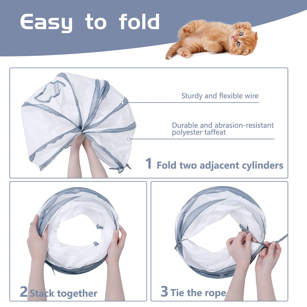 Sheldamy Cat Tunnel folded compact shows easy storage after playtime.