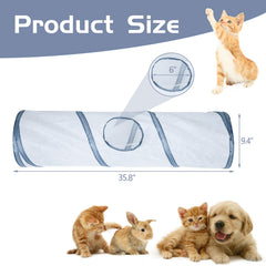 Sheldamy Cat Tunnel folded for storage shows compact design for portability.