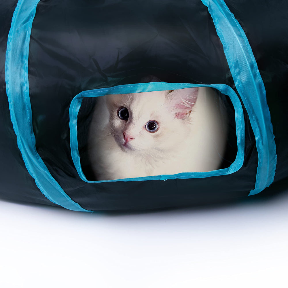 Sheldamy cat tunnel material closeup focusing on durable polyester fabric.
