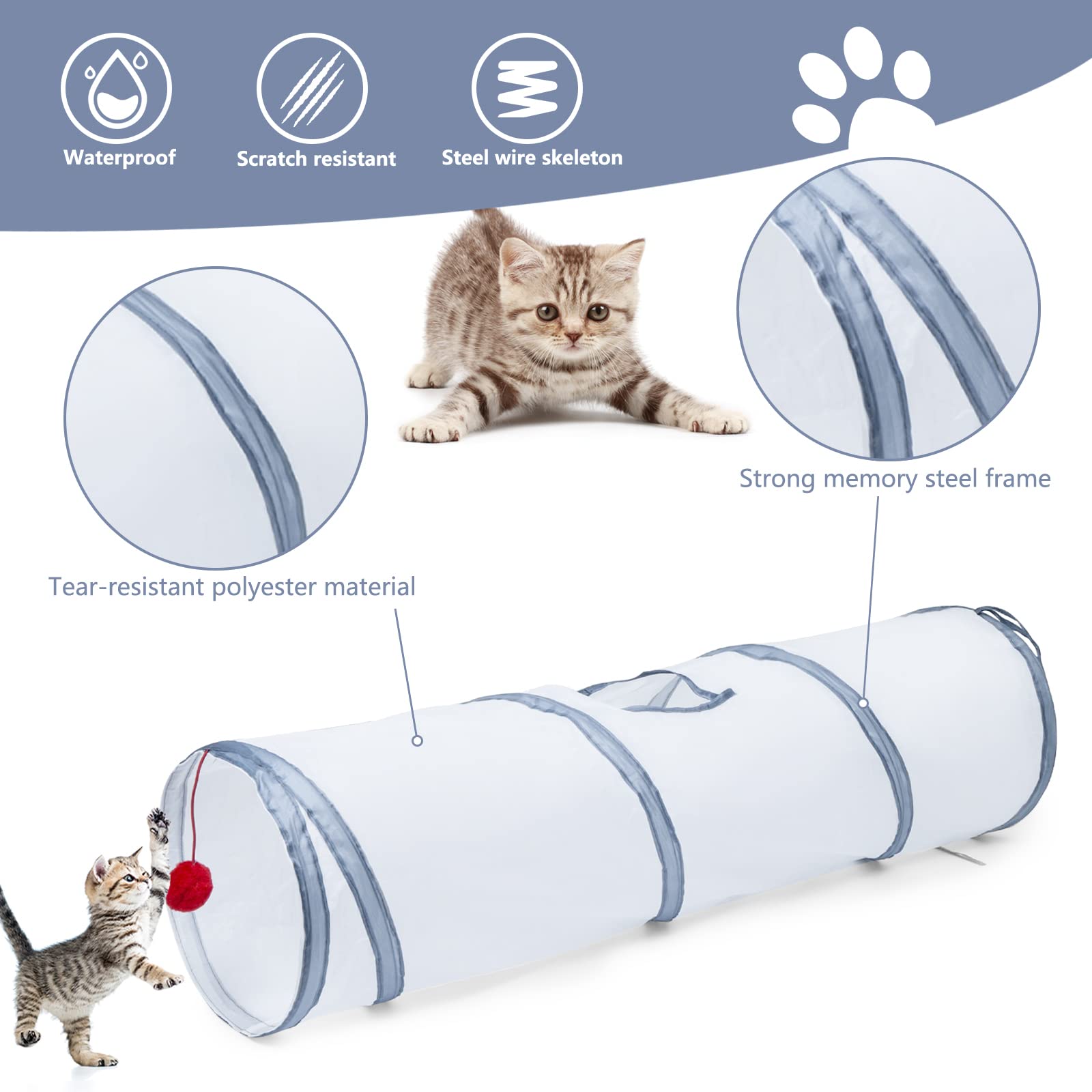 Sheldamy Cat Tunnel with play ball enhances interactive play and exercise.