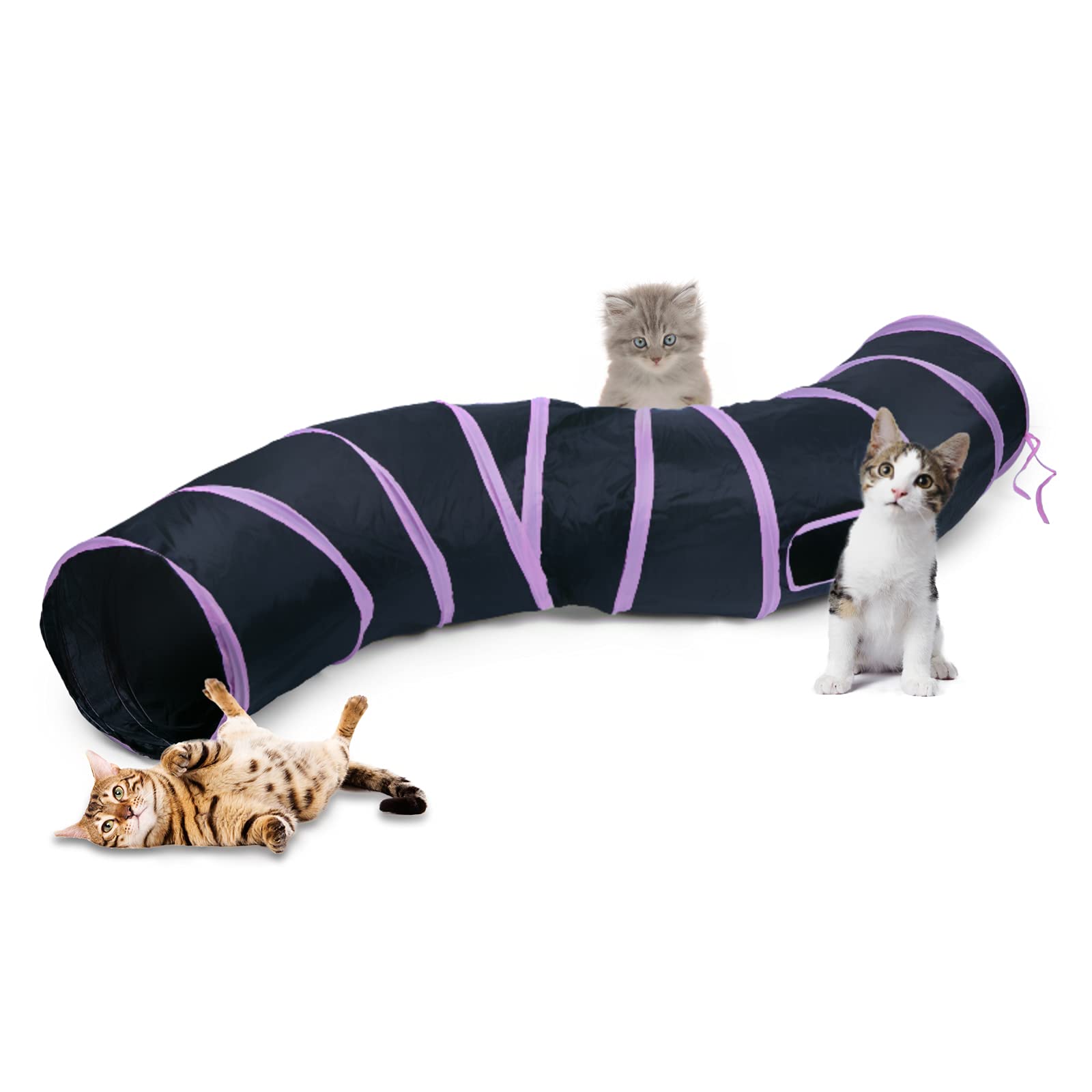 Sheldamy Cat Tunnel S-2-Way pink and black open entrance for curious cats.