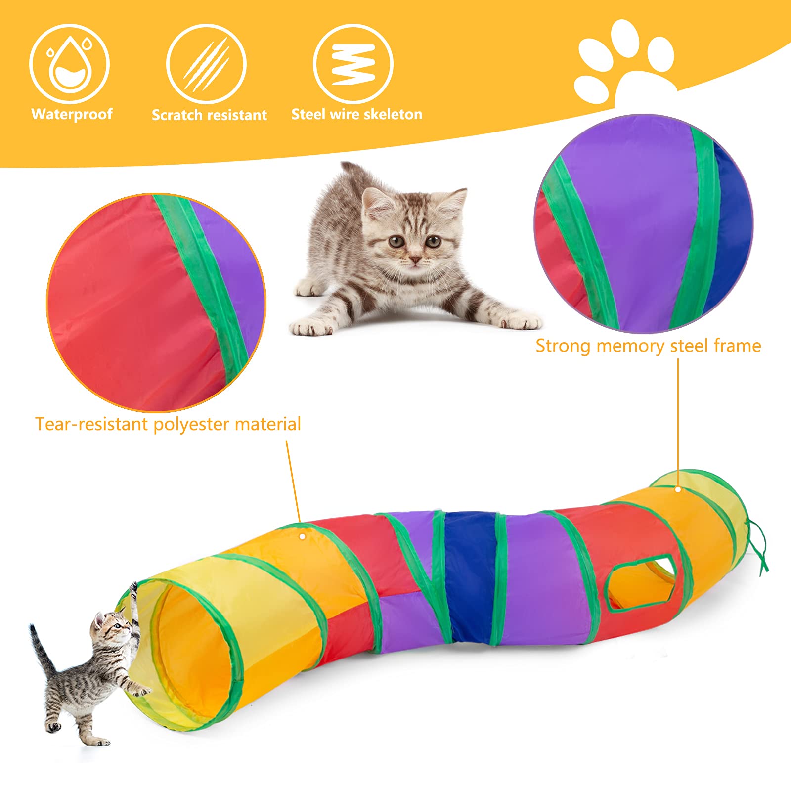 Sheldamy cat tunnel play ball encourages batting and interactive fun
