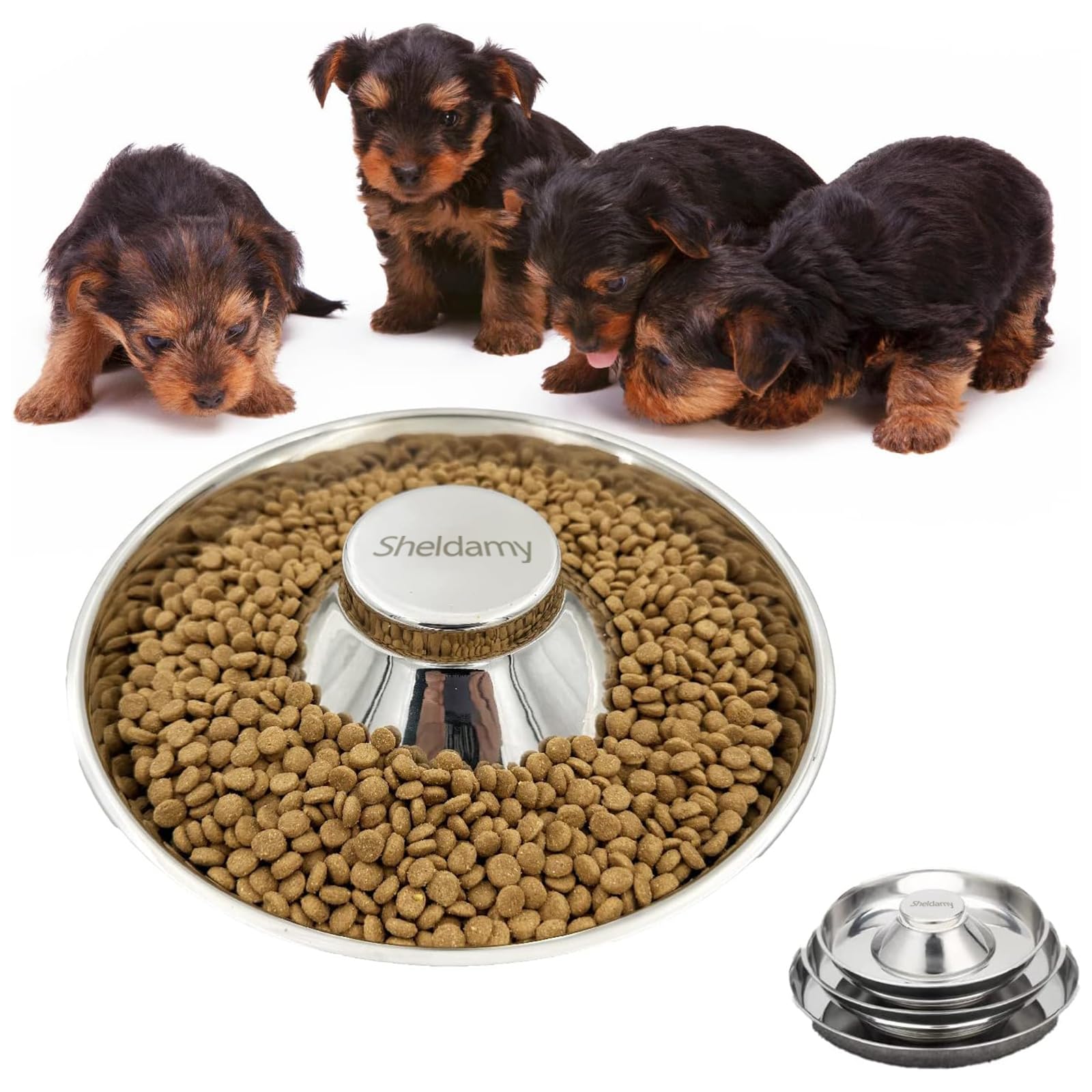 Sheldamy Puppy Bowl with 10.2-inch diameter for easy feeding and sharing.