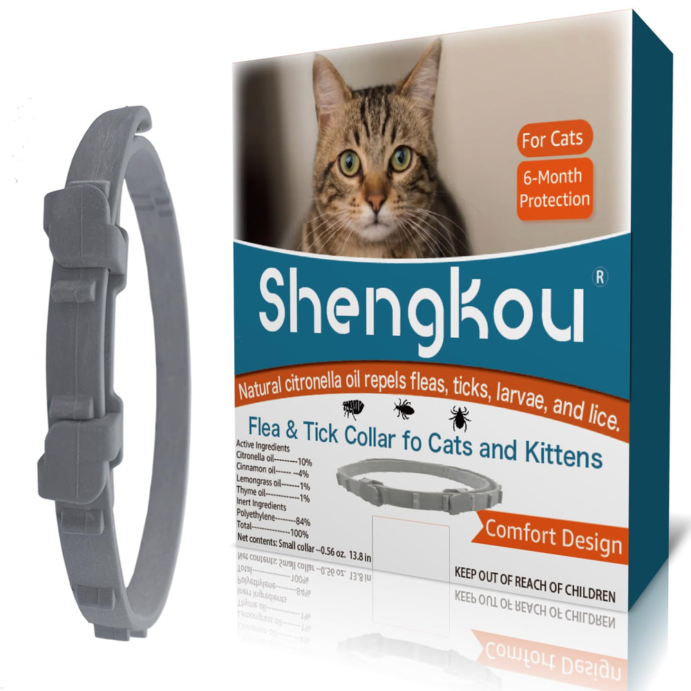 ShengKou cat collar close-up with plant oils for pest protection during play.