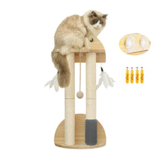 SHENGOCASE 25-inch tall double climbing poles wall-mounted shelf offers elevated perch and scratching surface.