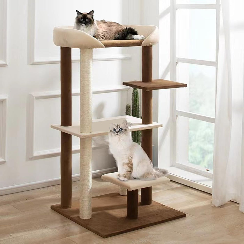 SHENGOCASE extra-large-perch-bed demonstrates comfortable top perch for a cozy cat nap.