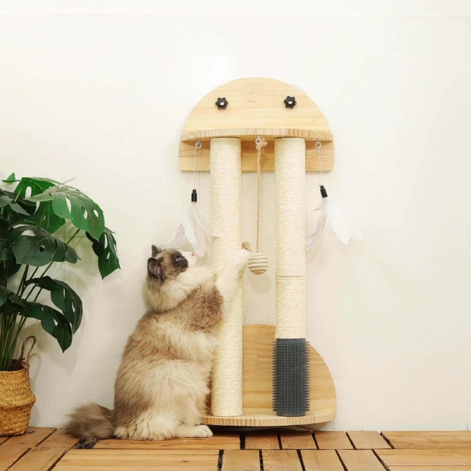 SHENGOCASE vertical wall-mounted perch gives cats vantage point and rest area.