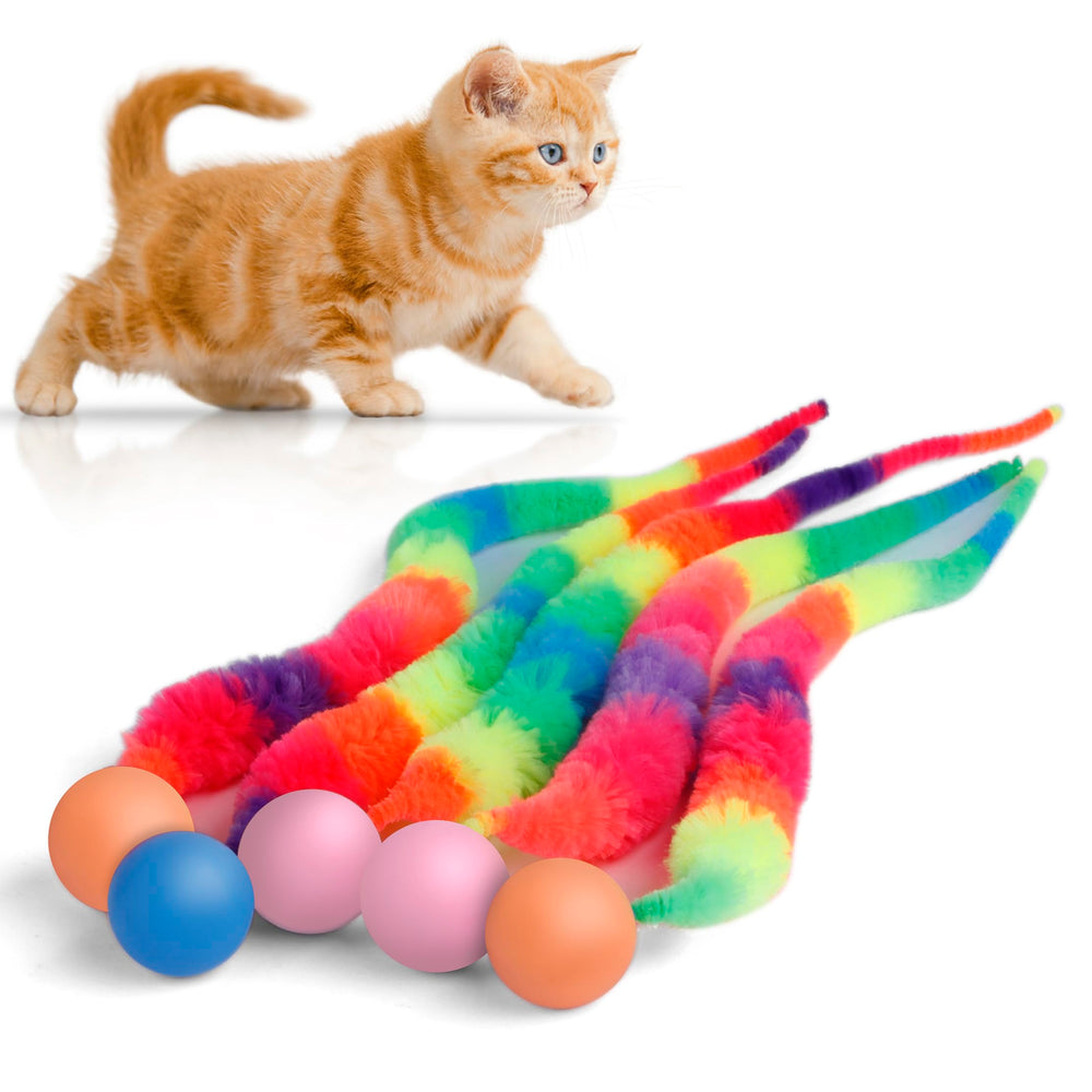 SHENGSEN bouncy ball with tail cat toys five packs ready for interactive play and exercise