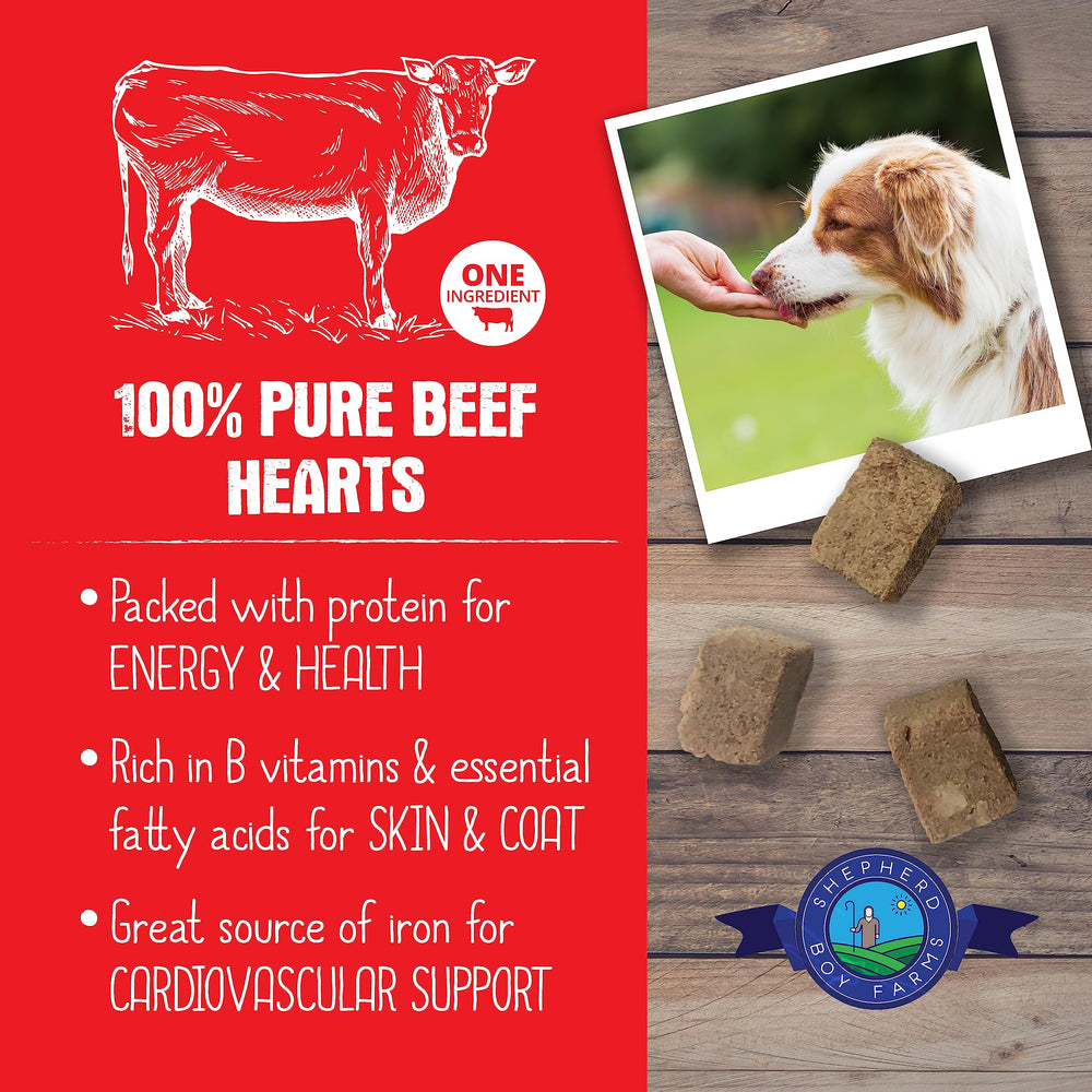 Shepherd Boy Farms beef heart treat packaging label highlights single-ingredient USA-made snack