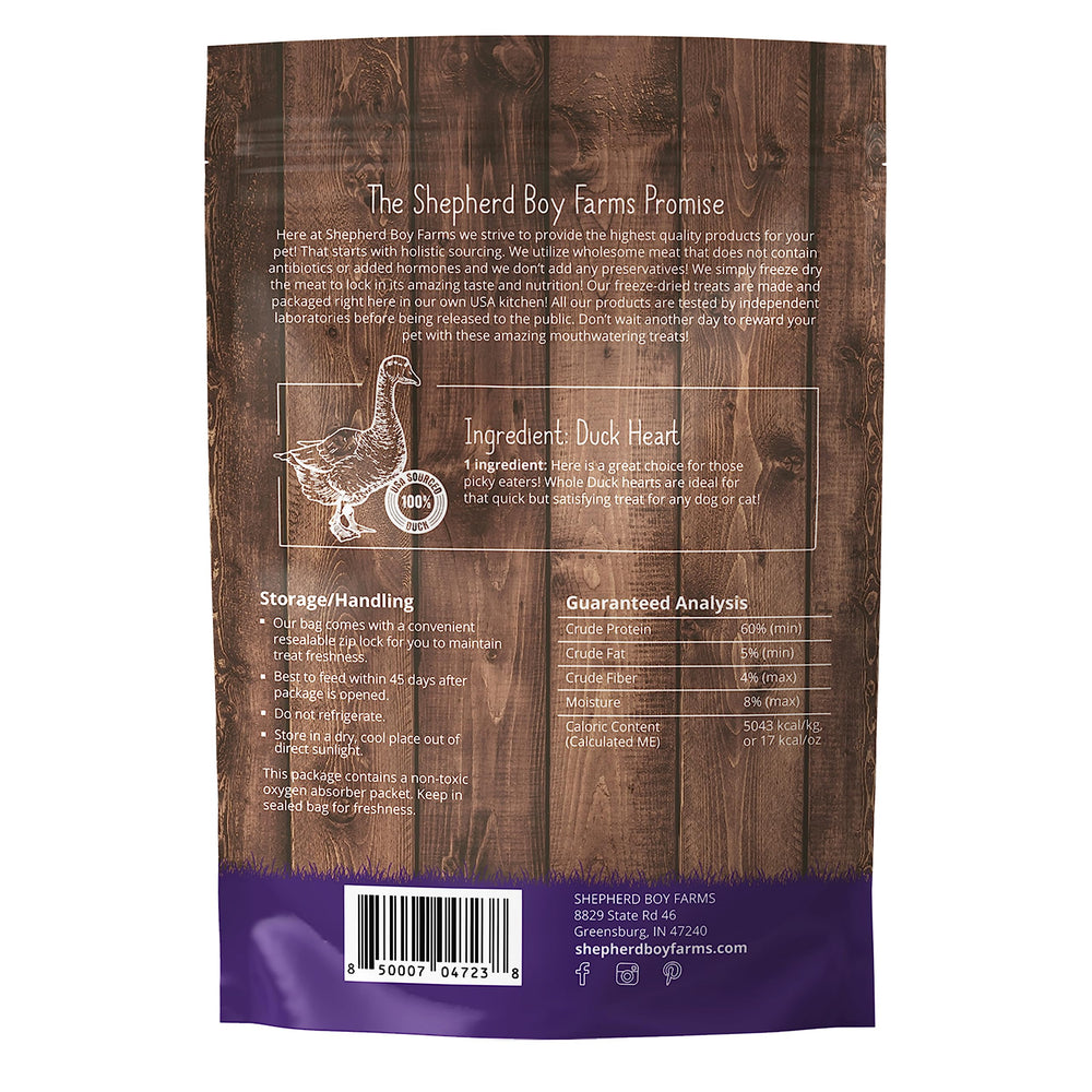 Cat and dog friendly snack: Shepherd Boy Farms duck heart bites.