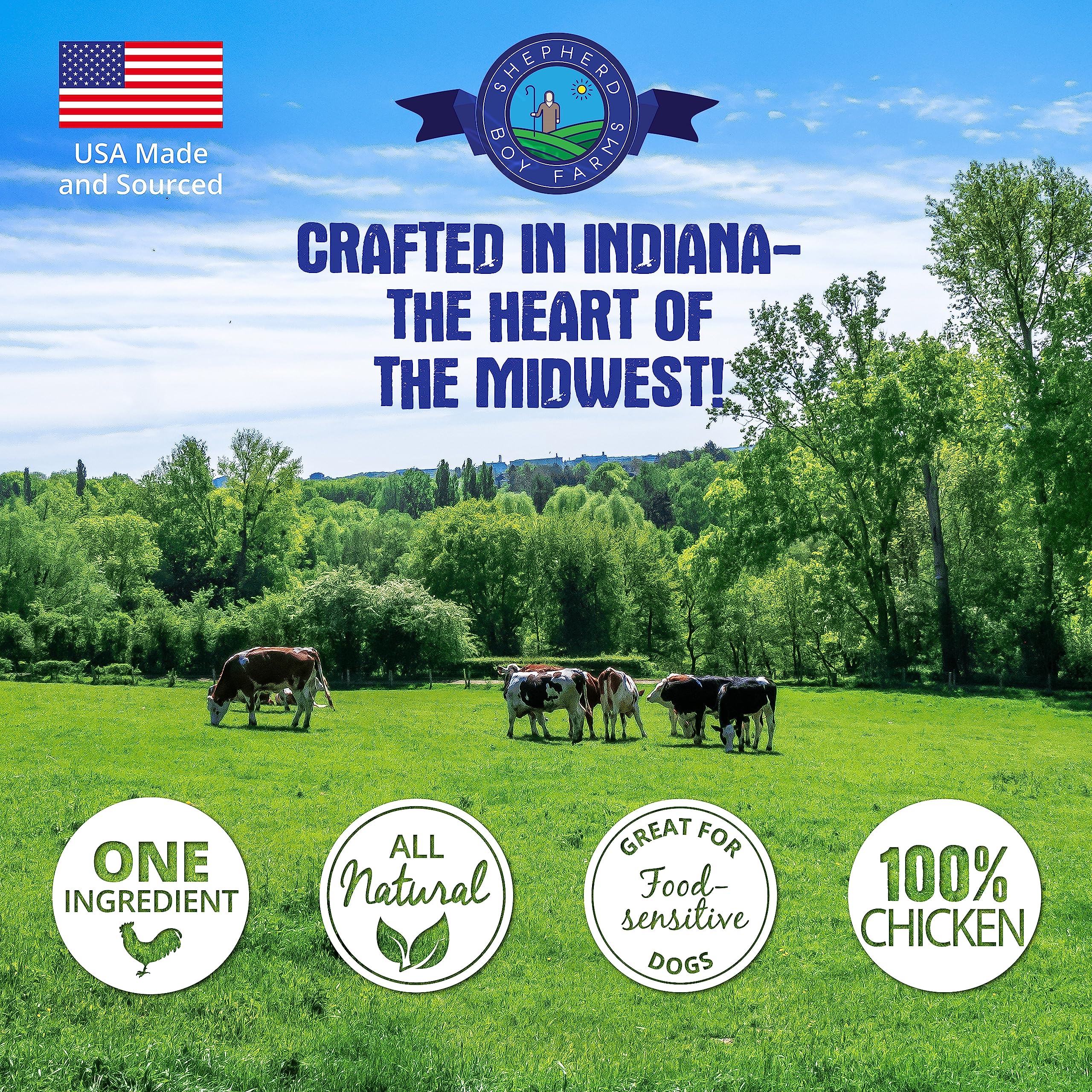 Shepherd Boy Farms chicken heart treat pieces, crunchy texture for dogs and cats.