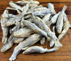 Shepherd Boy Farms minnow-treat-closeup: freeze-dried morsel with preserved nutrients