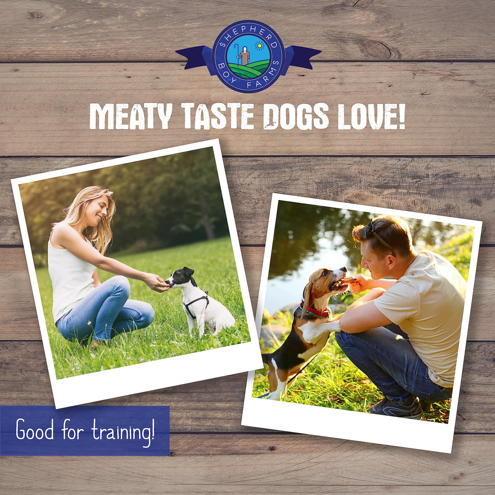 Premios para entrenamiento de perros con cordero liofilizado por Shepherd Boy Farms.