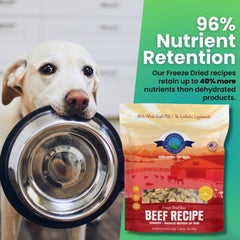 Shepherd Boy Farms proteína alta, alimento completo para perros activos.
