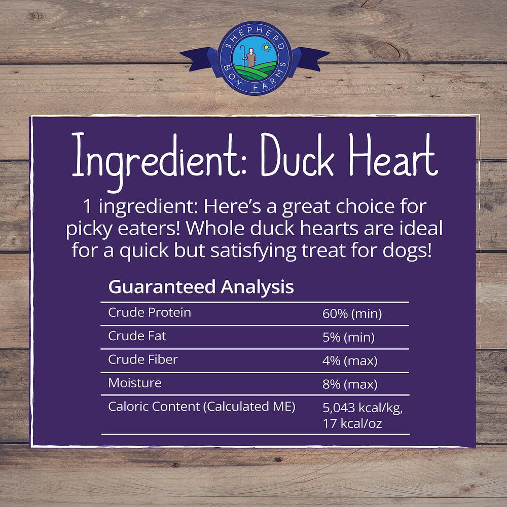 Training-ready bite: Shepherd Boy Farms duck heart for positive reinforcement.