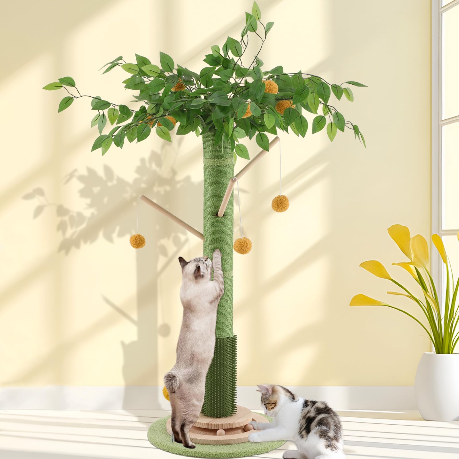 Sheripet 45-inch tall cat scratching post enables full vertical stretch for indoor cats.