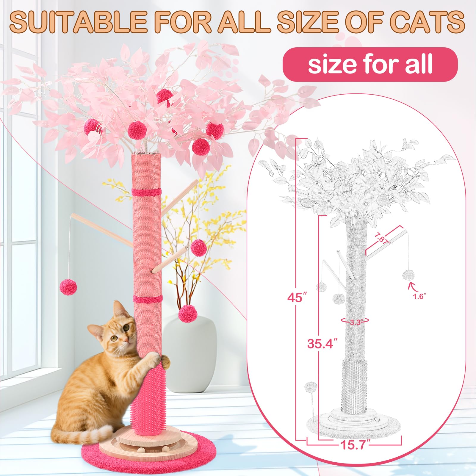 Sheripet rotatable wooden ball adds interactive distraction during play.