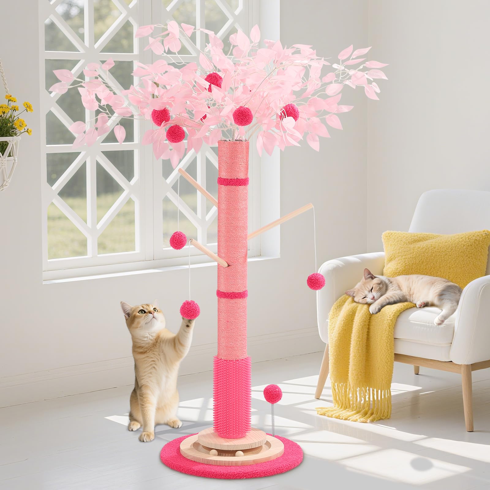 Sheripet stable base keeps the post upright during enthusiastic scratching.