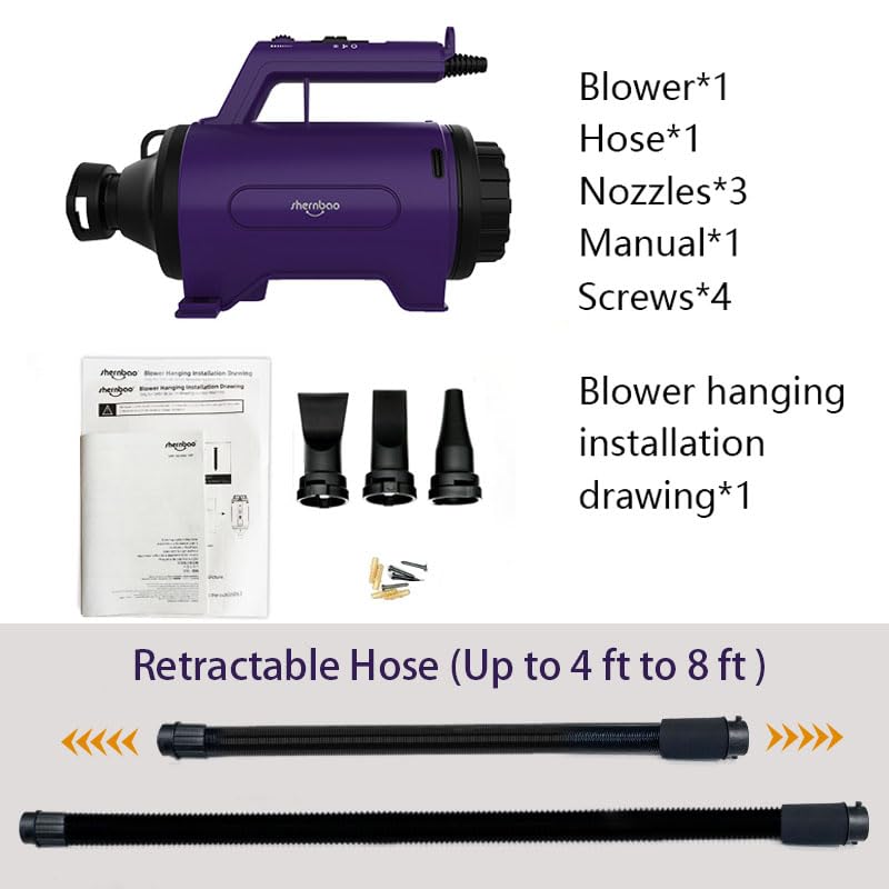 Shernbao dog dryer high velocity ergonomic-handle offers a comfortable grip during extended sessions
