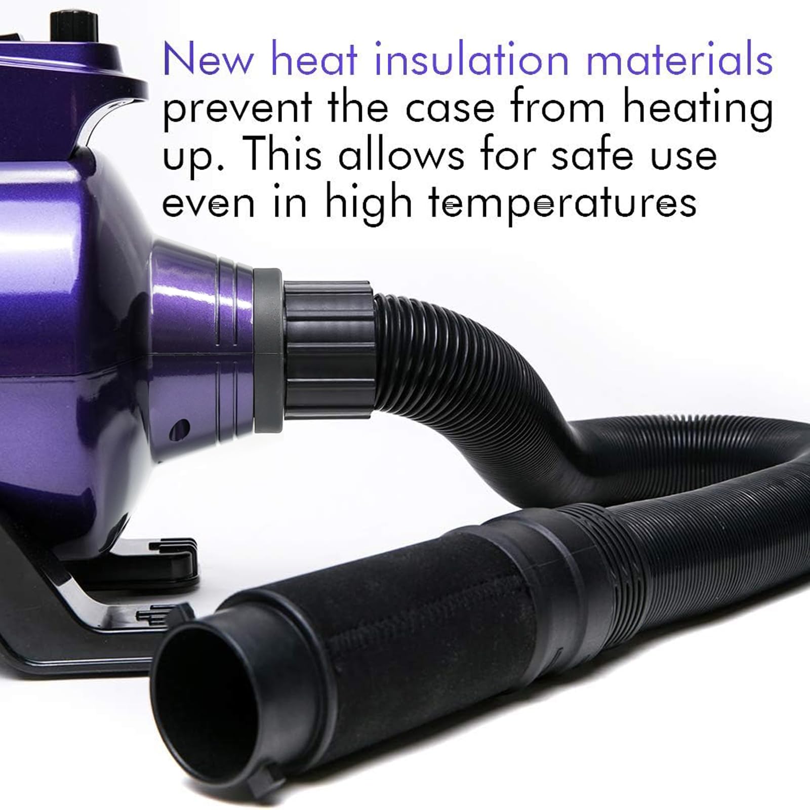 SHD2600P side hose attachment enables flexible reach during grooming.
