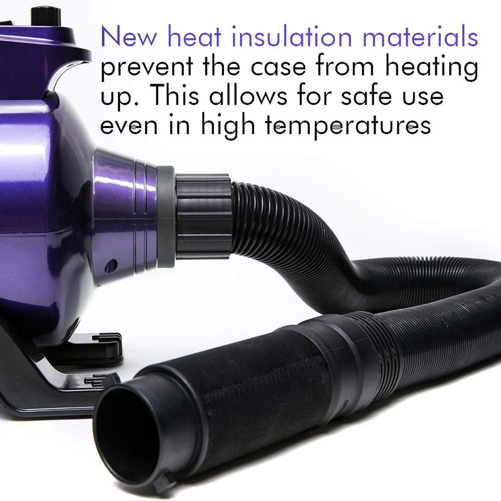 SHD2600P side hose attachment enables flexible reach during grooming.