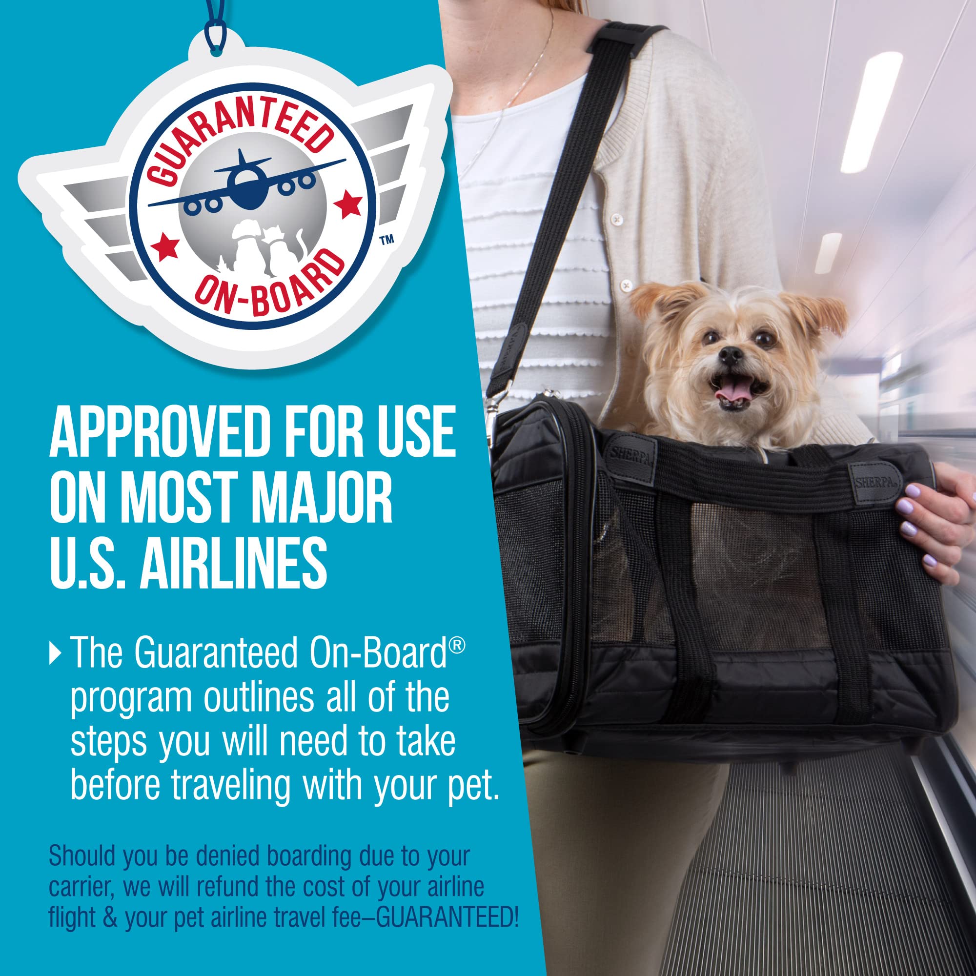 Sherpa Original Deluxe Medium side-entry access simplifies pet placement