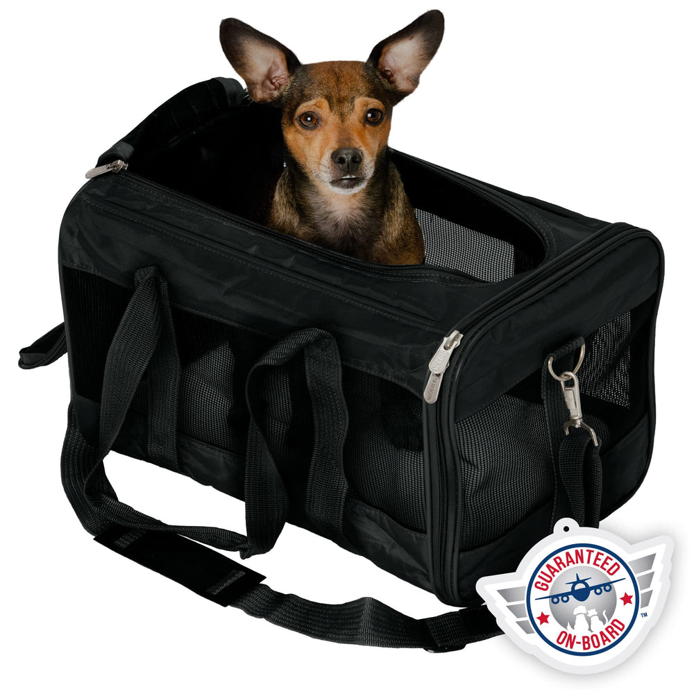 Sherpa Original Deluxe Medium underseat fit demonstrates cabin-friendly sizing for air travel