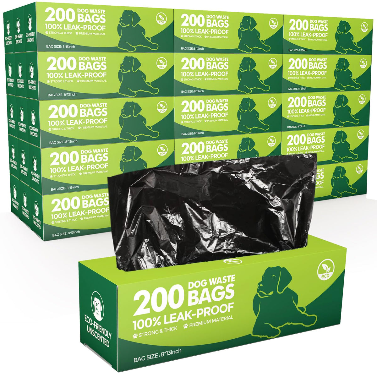 Sherr boxed rolls of dog poop bags provide bulk restocking for walks.