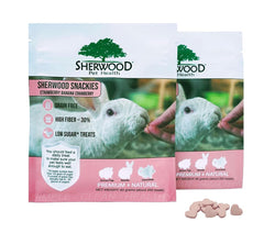 Sherwood Pet Health Snackies heart-shaped treats support bonding during treat time for rabbits, guinea pigs, and chinchillas.