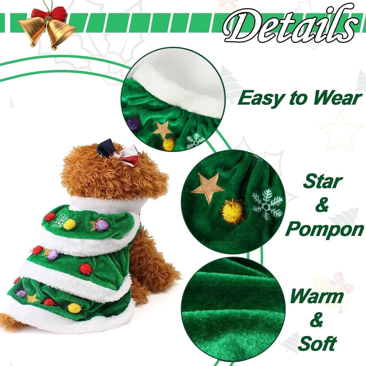 SHIAOMIN WORDERFUL dog Christmas tree dress worn on dog emphasizes cozy fit for winter walks.
