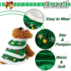 SHIAOMIN WORDERFUL dog Christmas tree dress worn on dog emphasizes cozy fit for winter walks.