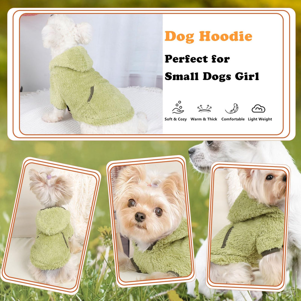 Shifenmei dog sweater hoodie green xxs plaid pattern stylish look.