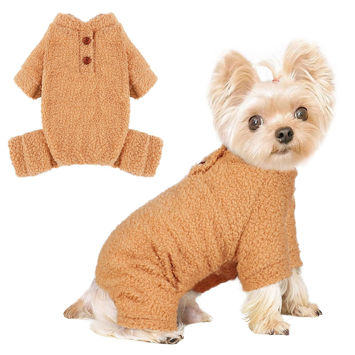 Shifenmei dog sweater winter khaki medium keeps small dogs warm