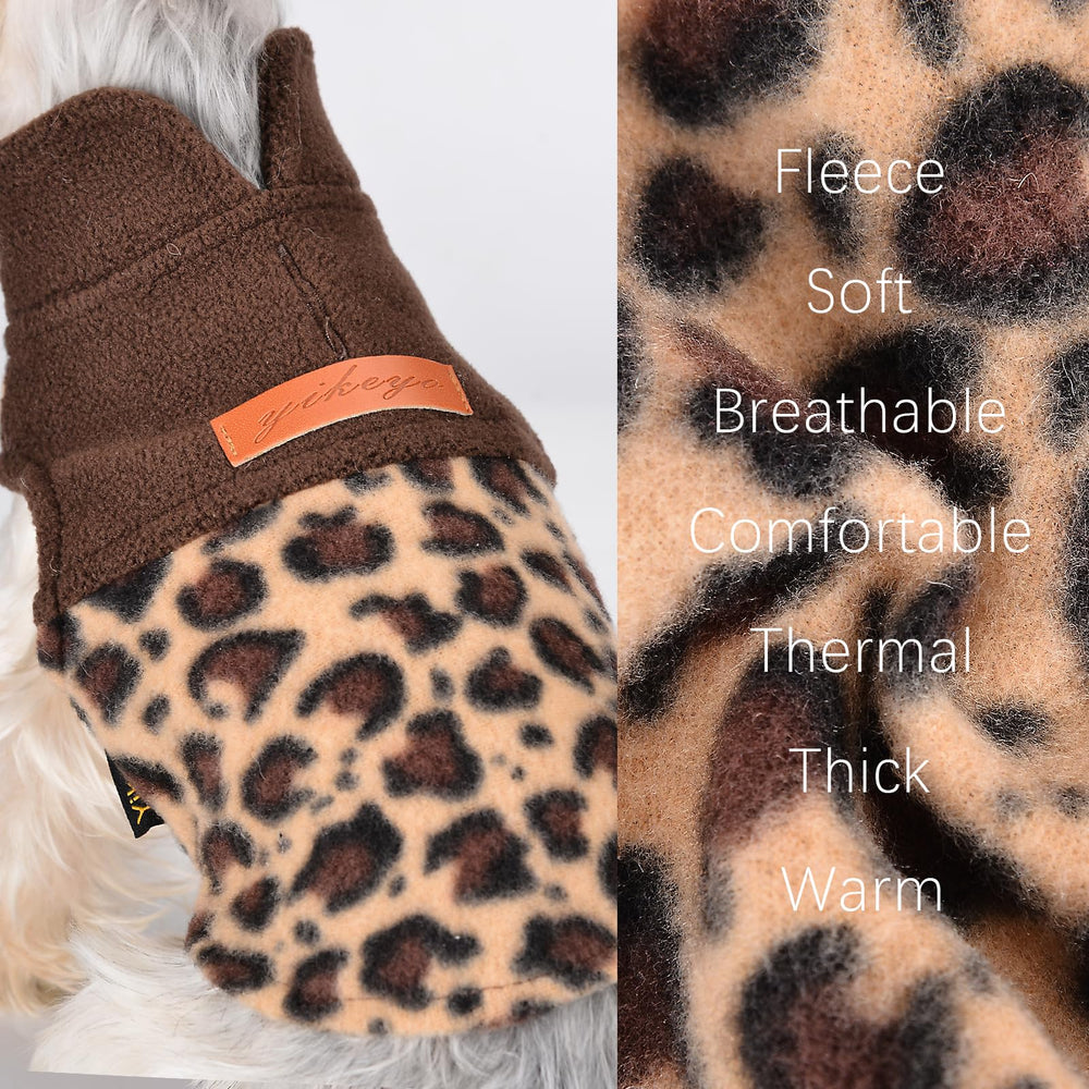 Shifenmei leopard dog sweater leash hole demonstrates secure leash attachment for safe outdoor use