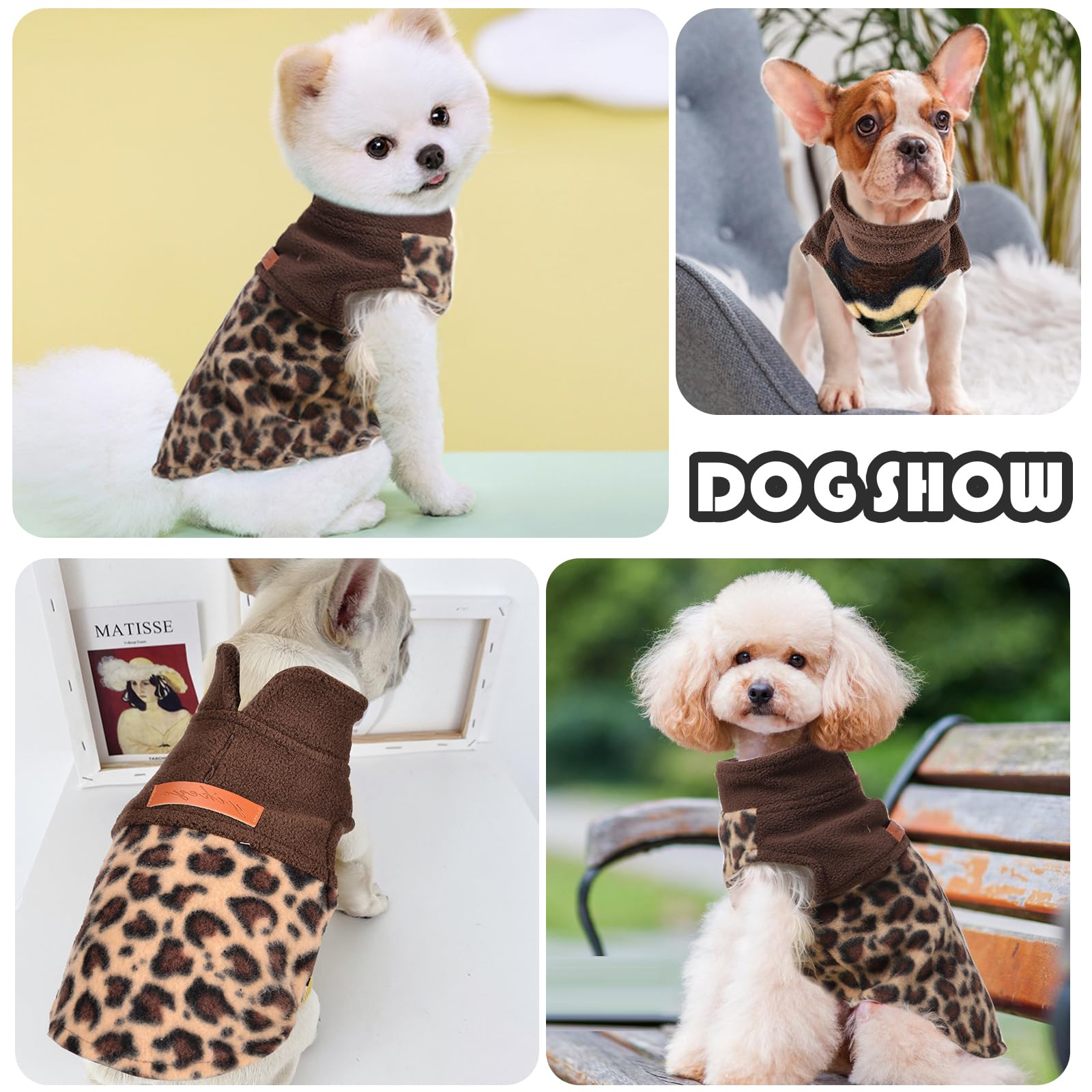 Shifenmei leopard dog sweater on dog walking highlights easy pullover fit for chilly strolls