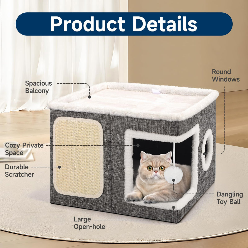 Shikha cat bed fluffy ball grey adds playful design for interactive fun.