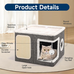 Shikha cat bed fluffy ball grey adds playful design for interactive fun.