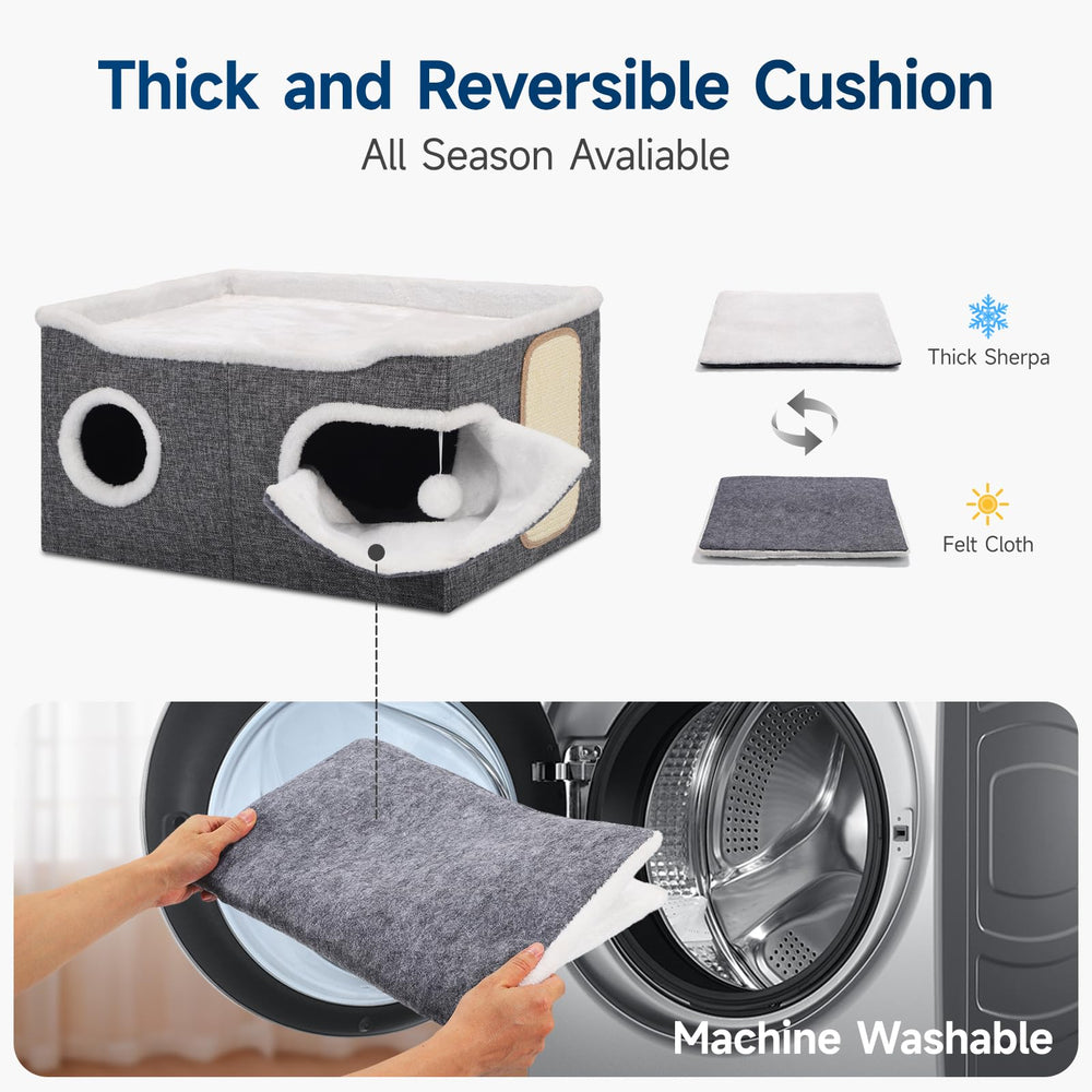 Shikha cat bed hanging ball adds engaging playtime.