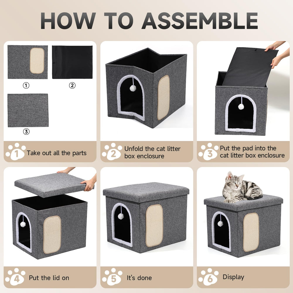 Shikha cat litter enclosure mesh storage pocket stores scoops and supplies.