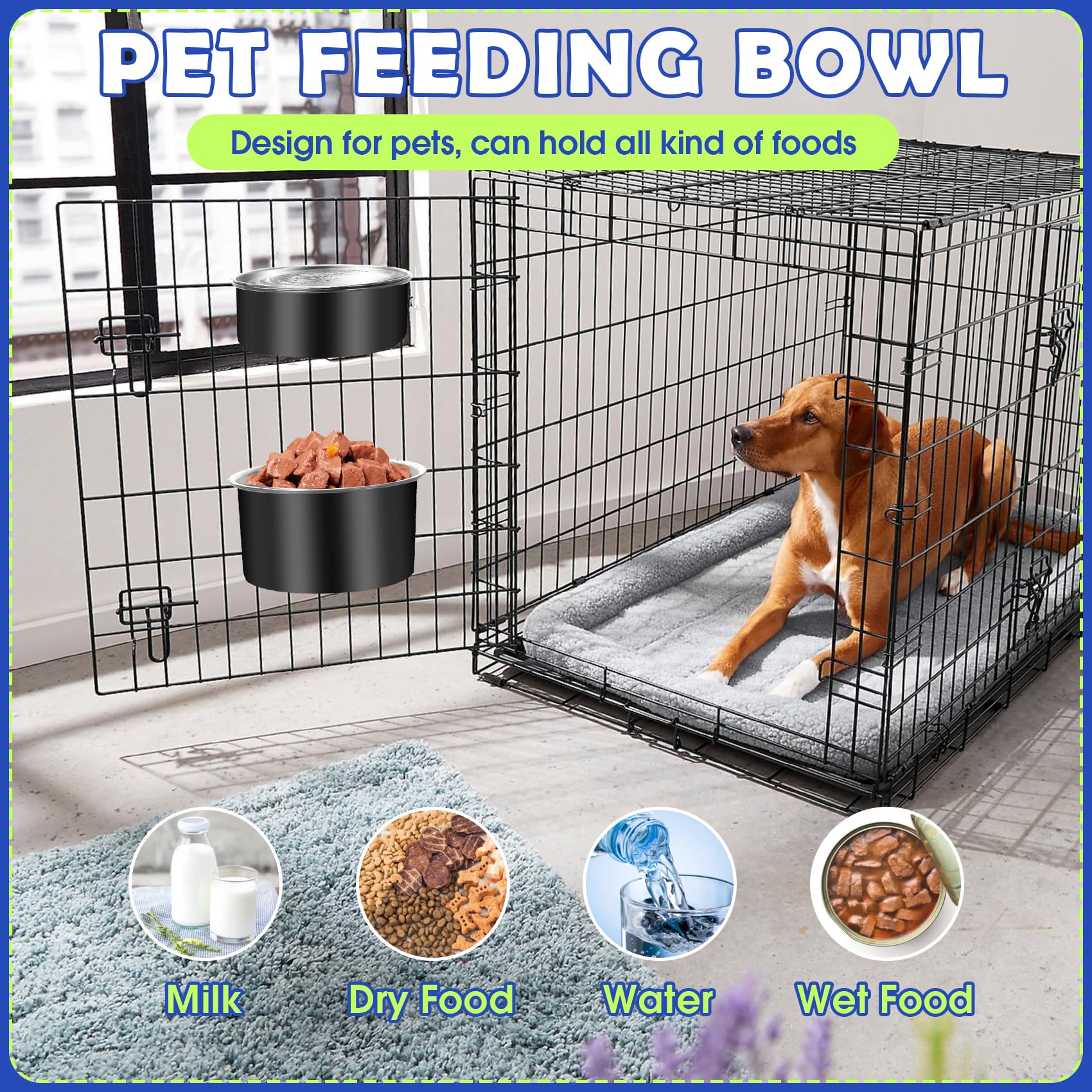 ShineMe adjustable height feature on crate bowls for comfort.