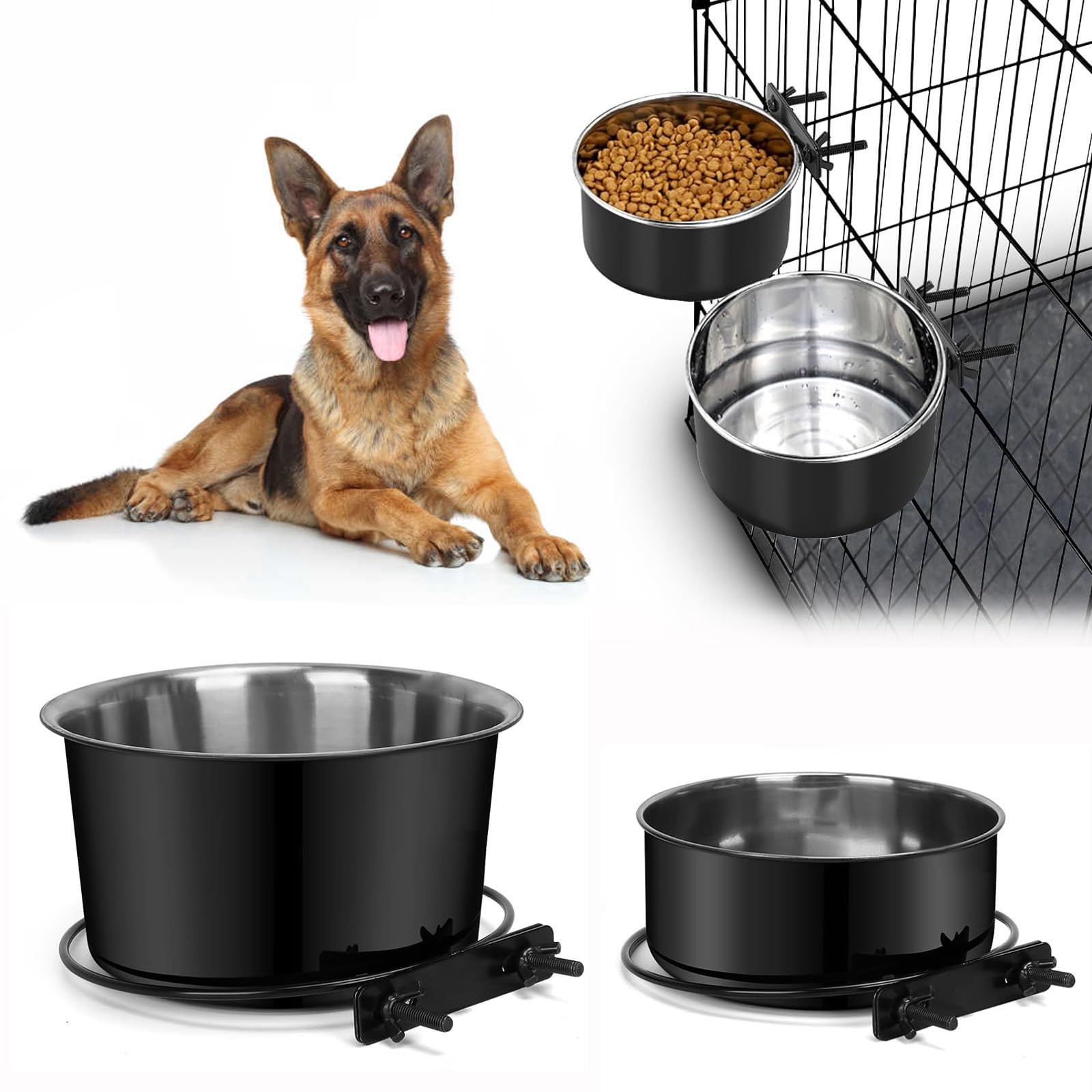 ShineMe attachable crate bowls with hanging assembly for secure, spill-free feeding.