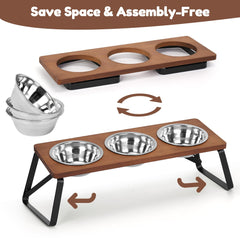 ShineMe cat bowls set features rust-resistant stainless steel and dishwasher-safe cleanup