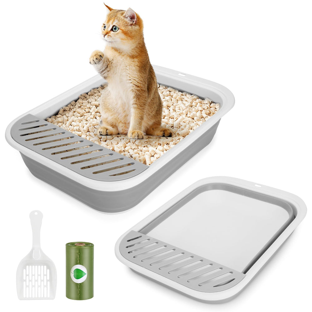 ShineMe collapsible litter box with open-top design for easy entry and quick cleanup.
