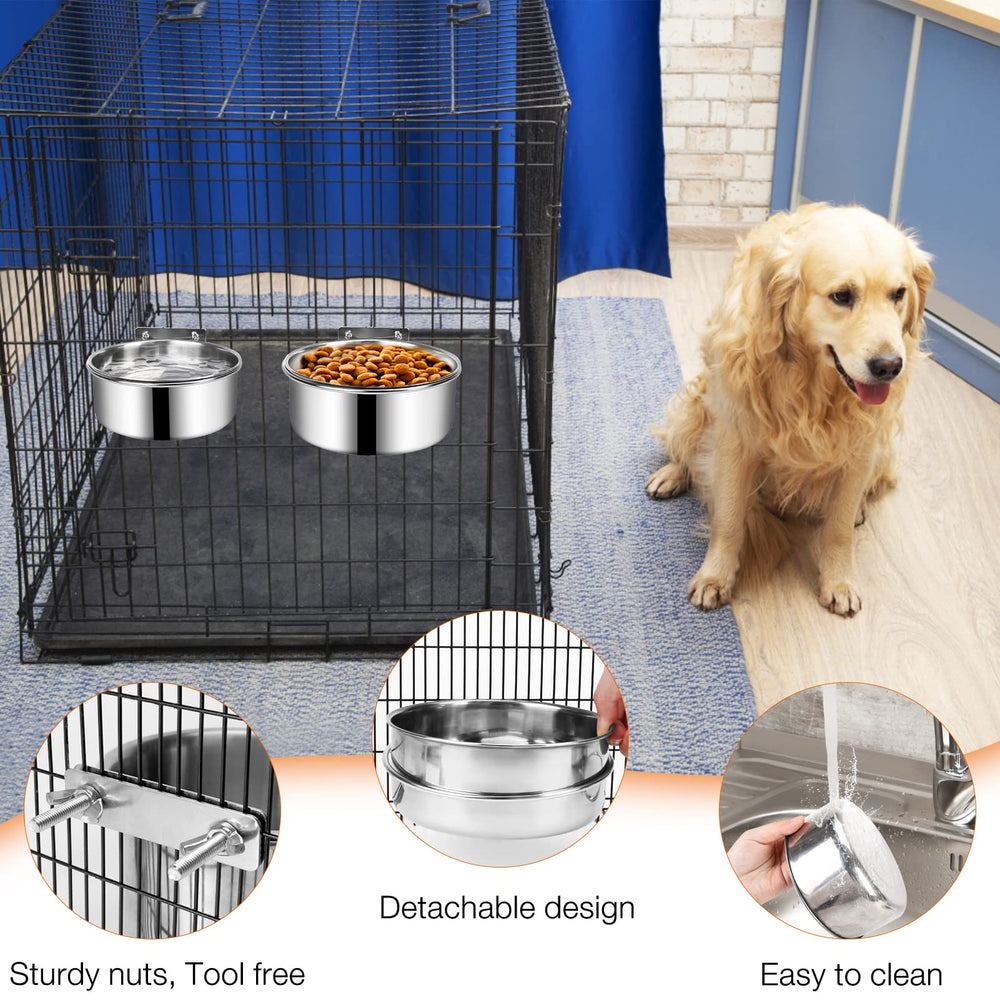 ShineMe dog bowl bracket clamp install for secure crate setup