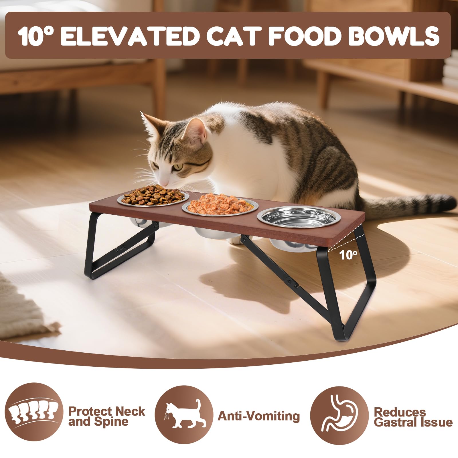 ShineMe elevated bowls prevent tipping and keep meals centered during use