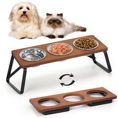 ShineMe elevated cat bowls tilt stand highlights spill reduction for tidy feeding