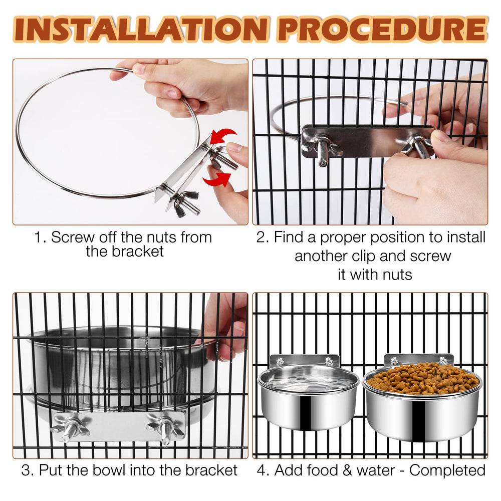 ShineMe stainless steel dog bowls 2-pack durable and rust-resistant for crates